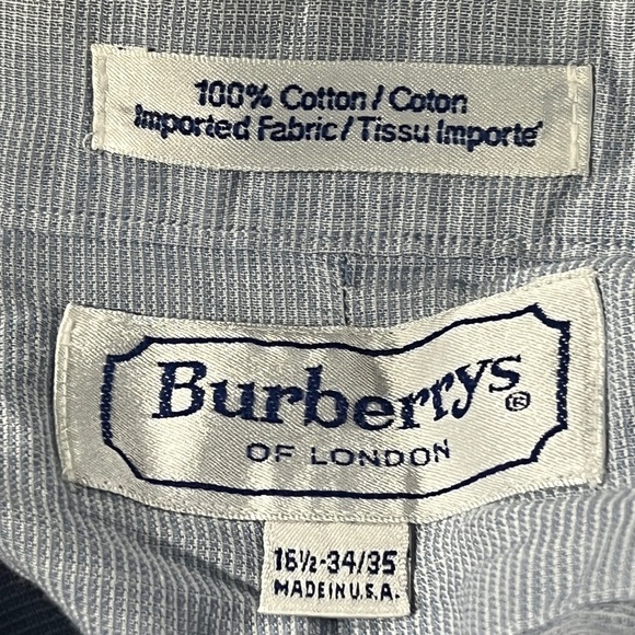 Burberrys of London Blue Button Down Long Sleeve Dress Suit Made in USA Shirt - Picture 3 of 5